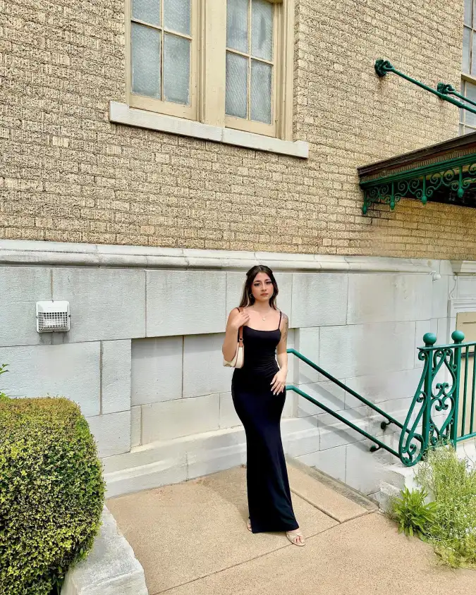 Sleek Black Column Maxi Dress for Petite Women
