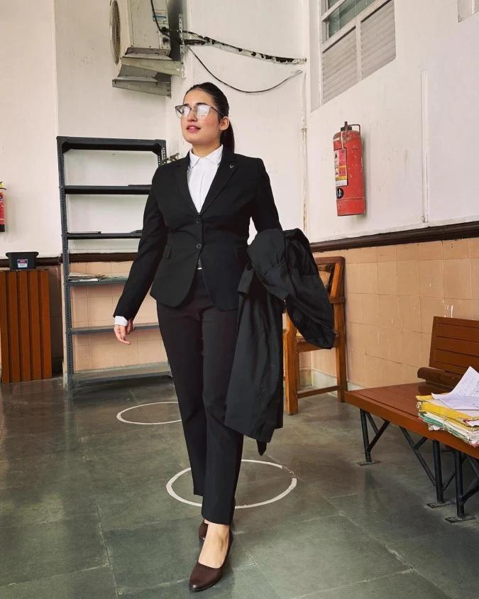 Sleek Monochrome Power Suit