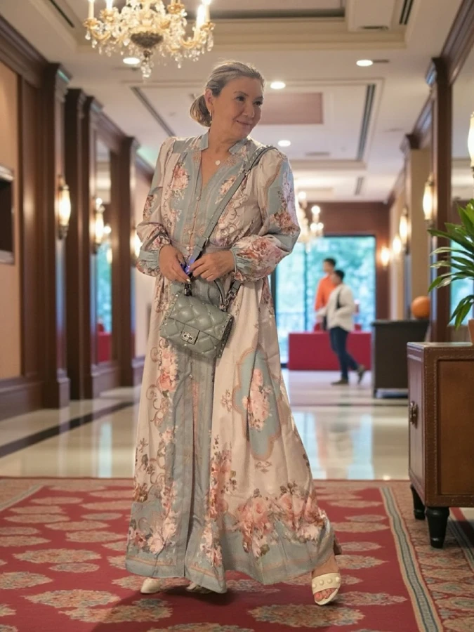 Soft Floral Maxi With Modest Elegance for Retirement Party Guests