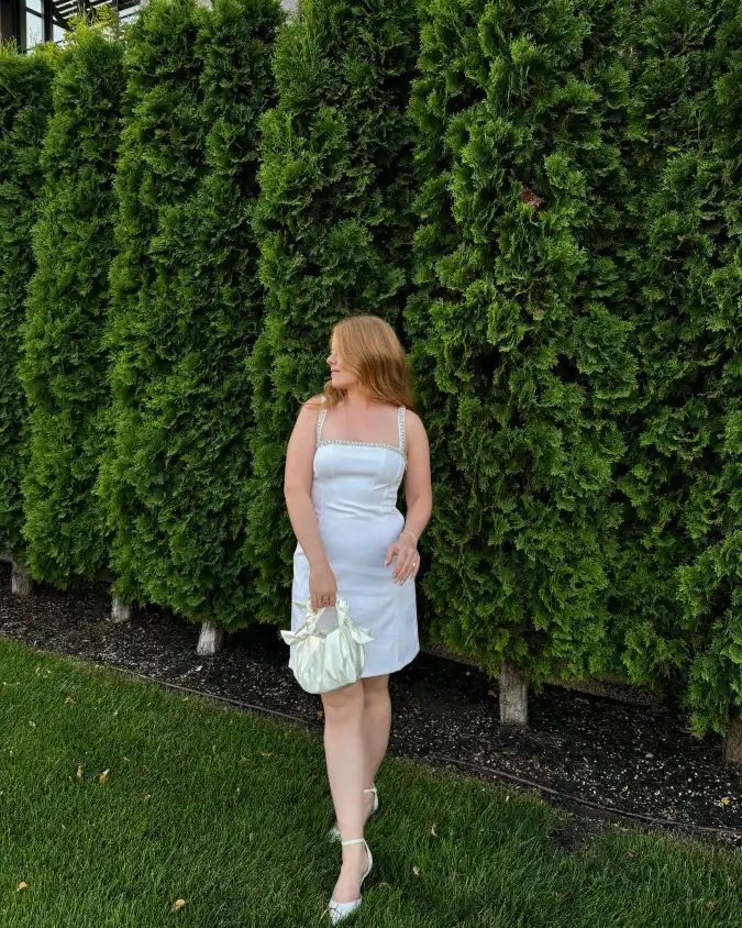 Soft Ivory Minimal Dress Look for Garden Chic Bachelorette Party Outfit Ideas
