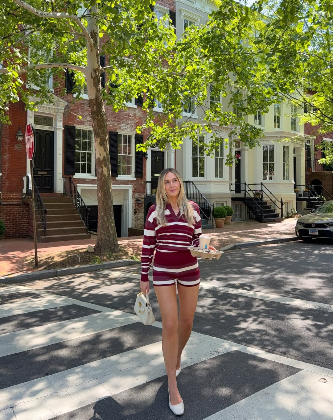Striped Burgundy Knit Loungewear Casual Weekend Comfort