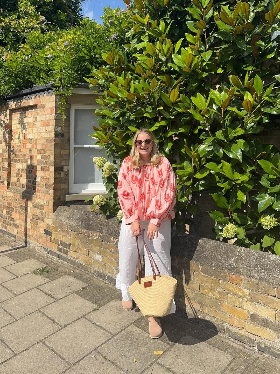 Sunshine Ready Style: Flowy Pink Floral and Wide Leg Whites for Summer Day Outings