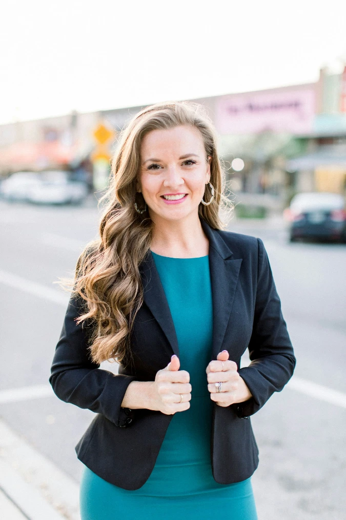 Teal Sheath Dress with Black Blazer and Soft Street Light Finish