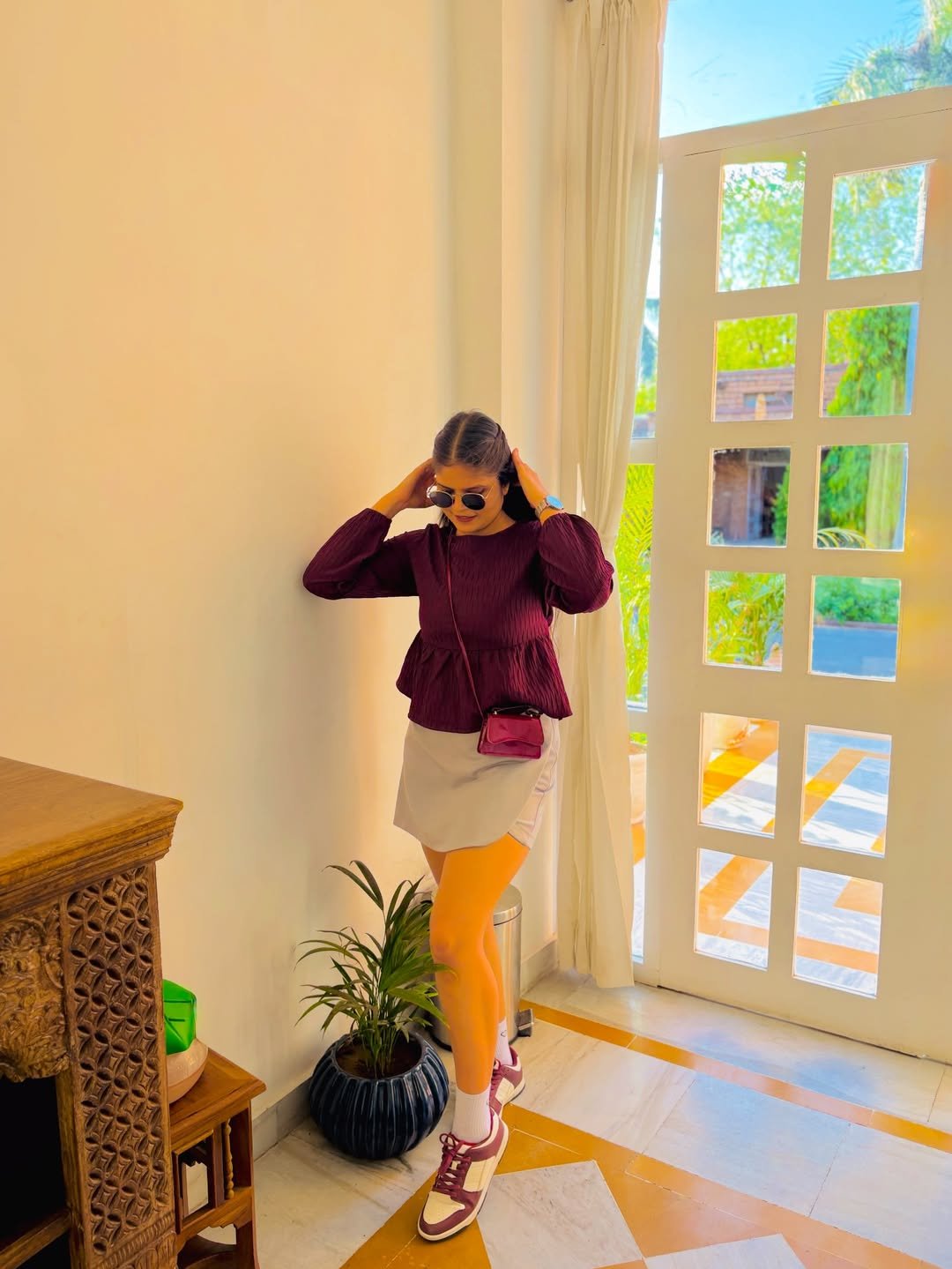 Textured Burgundy Relaxed Skort Set In 19 Cute Outfits For 13 Year Old Girls