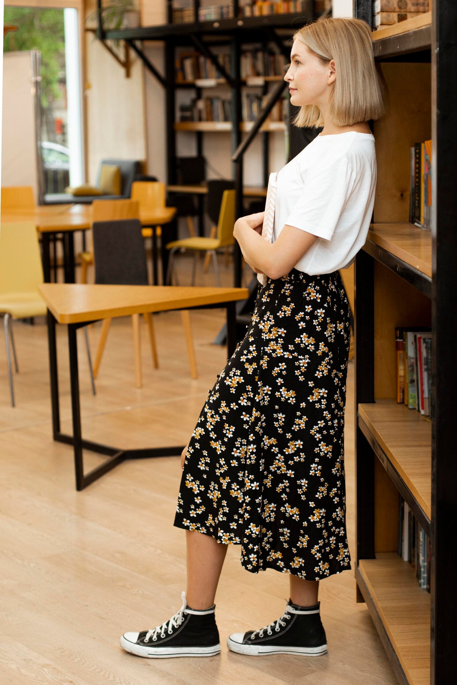 The Classic Floral Midi Skirt and Tee