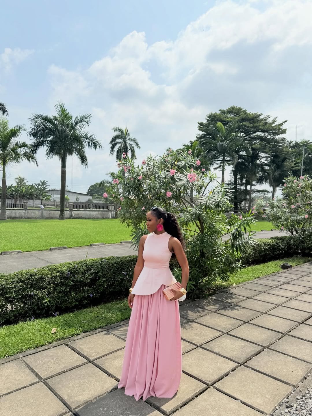 The Monochrome Pastel Peplum Maxi
