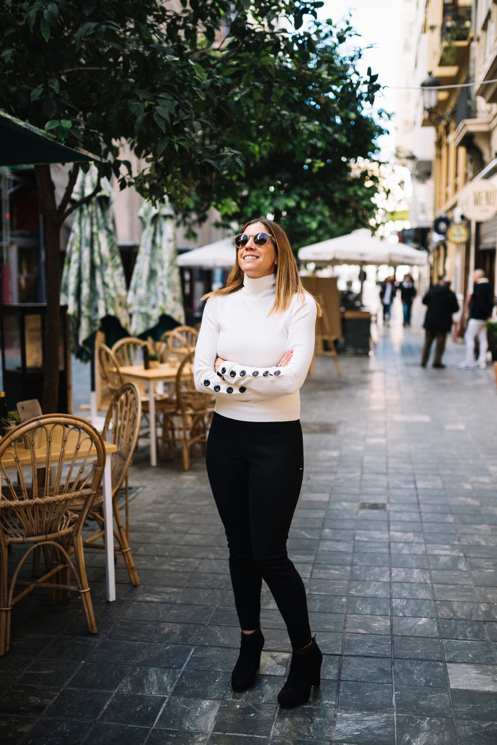 The Monochrome Turtleneck and Button Cuff Combo