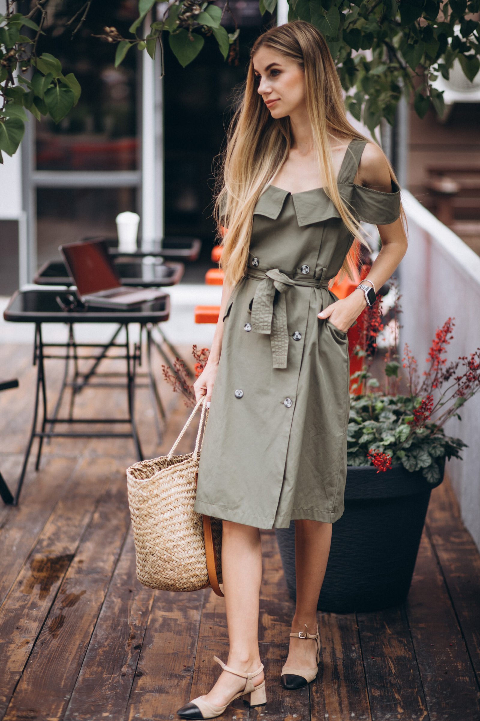The Olive Utility Trench Dress