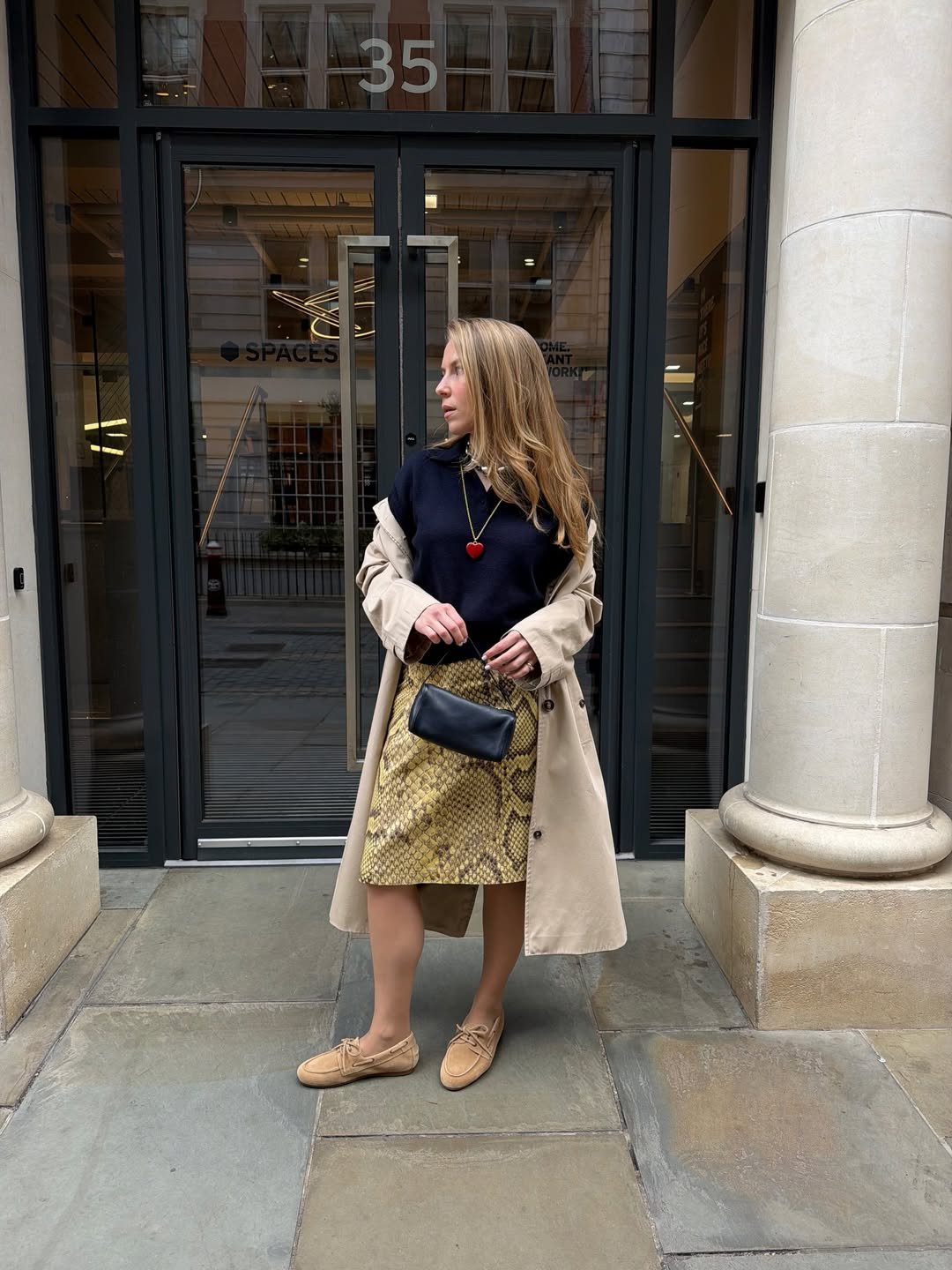 The Sophisticated Snakeskin Midi and Trench Combo