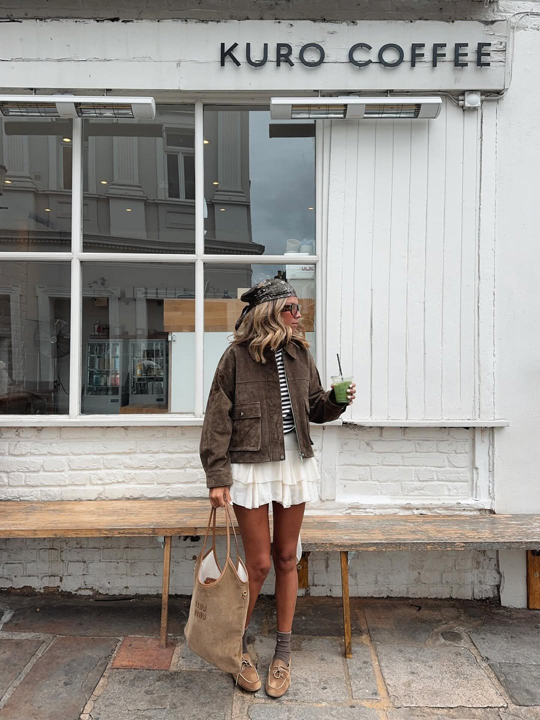 The Suede Worker Jacket and Ruffled Mini Skirt Look