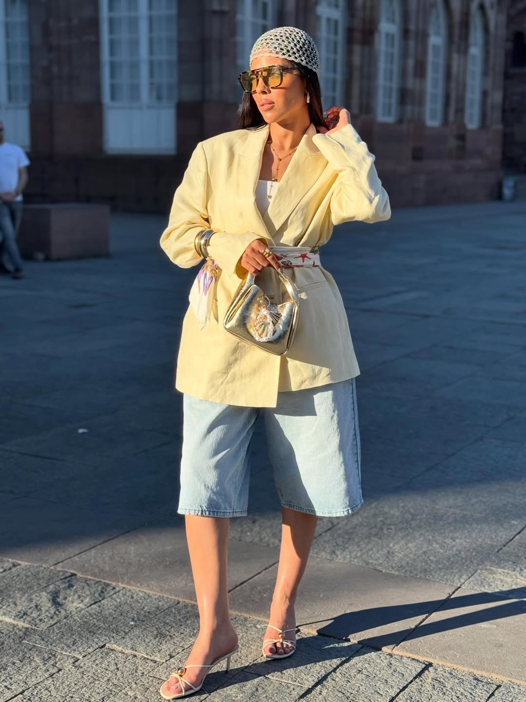 The Tailored Blazer and Denim Bermuda Look