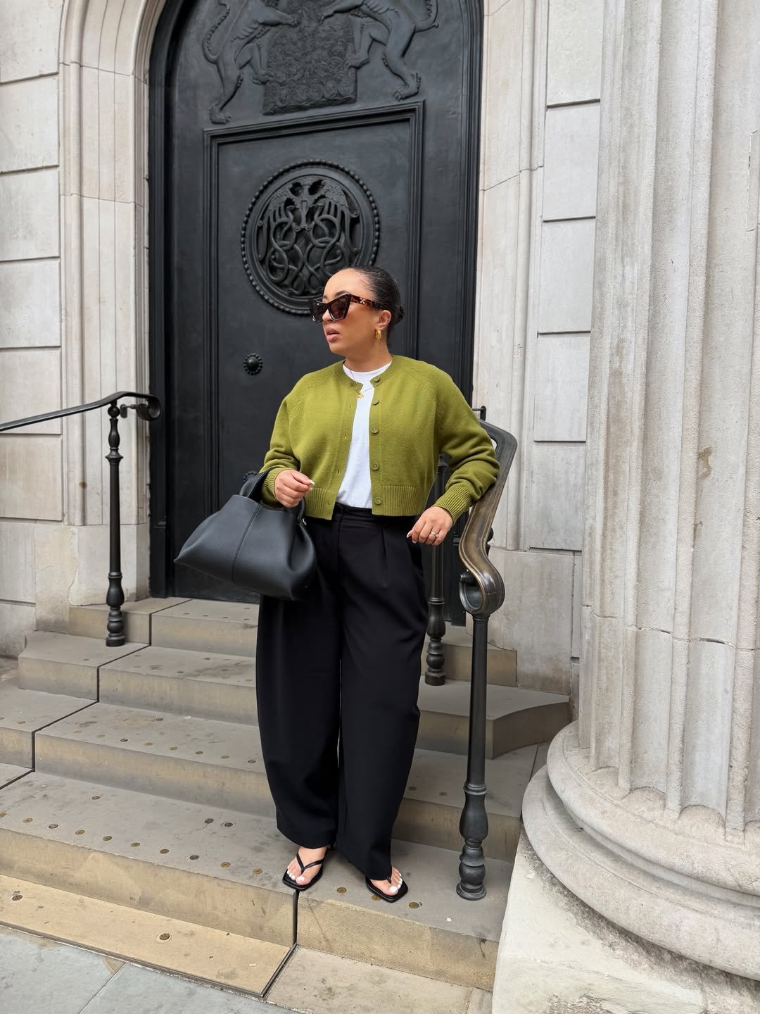 The Tailored Olive Cardigan Combo