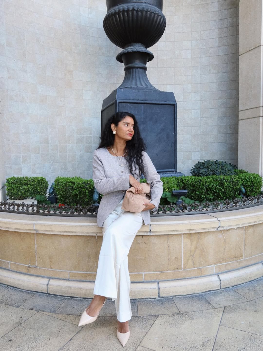 The Tailored Tweed Blazer and Wide-Leg Trousers Combo