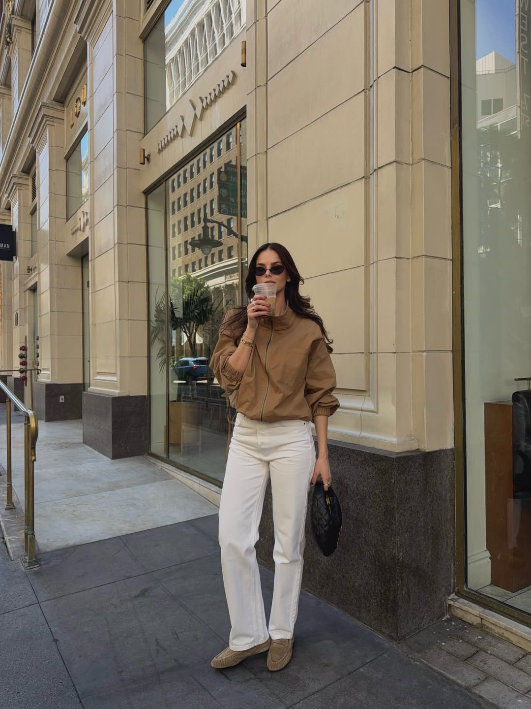 Urban Chic Camel Utility Jacket and White Denim