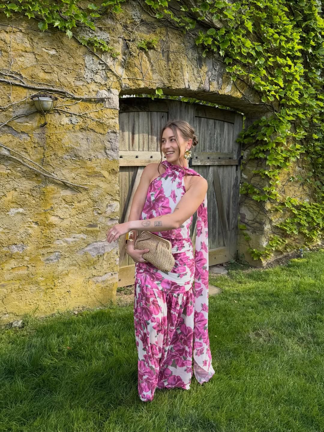 Vibrant Floral Halter Maxi Dress