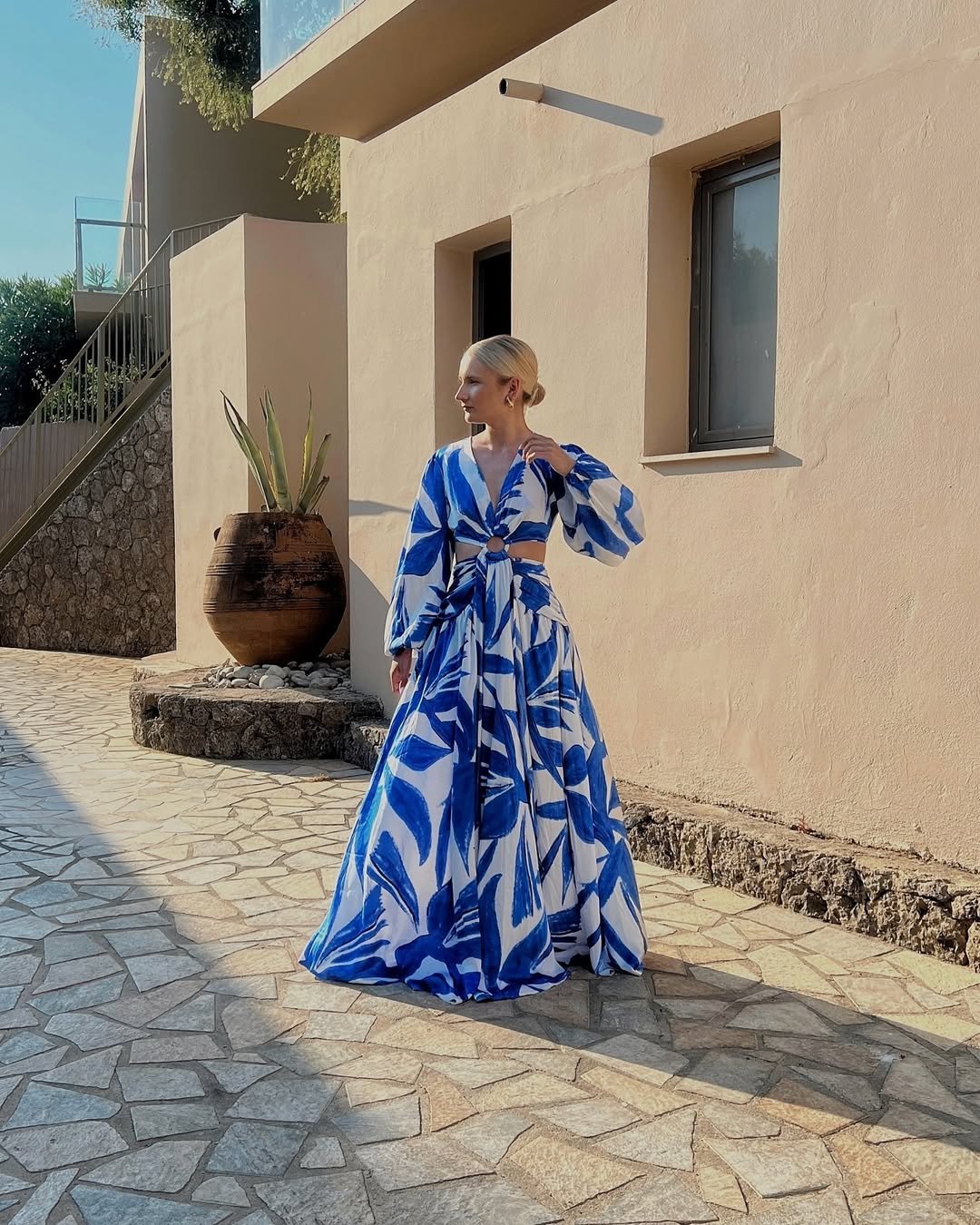 Vibrant Mediterranean-Inspired Statement Maxi Dress for Vacation