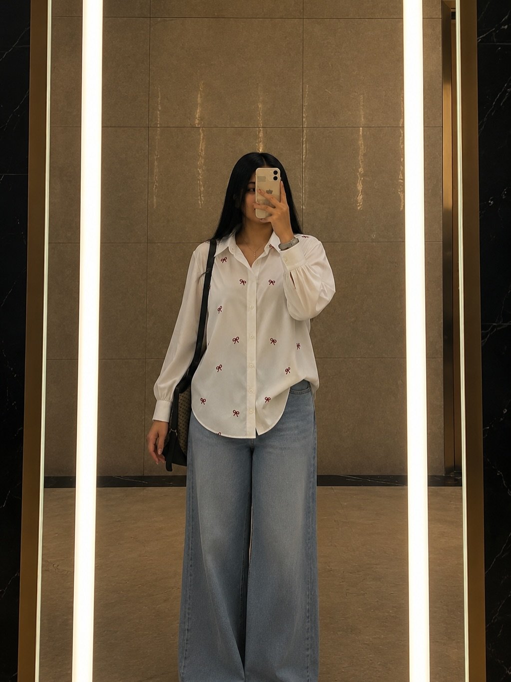 White Bow Blouse with Denim Ease Casual Summer Comfort