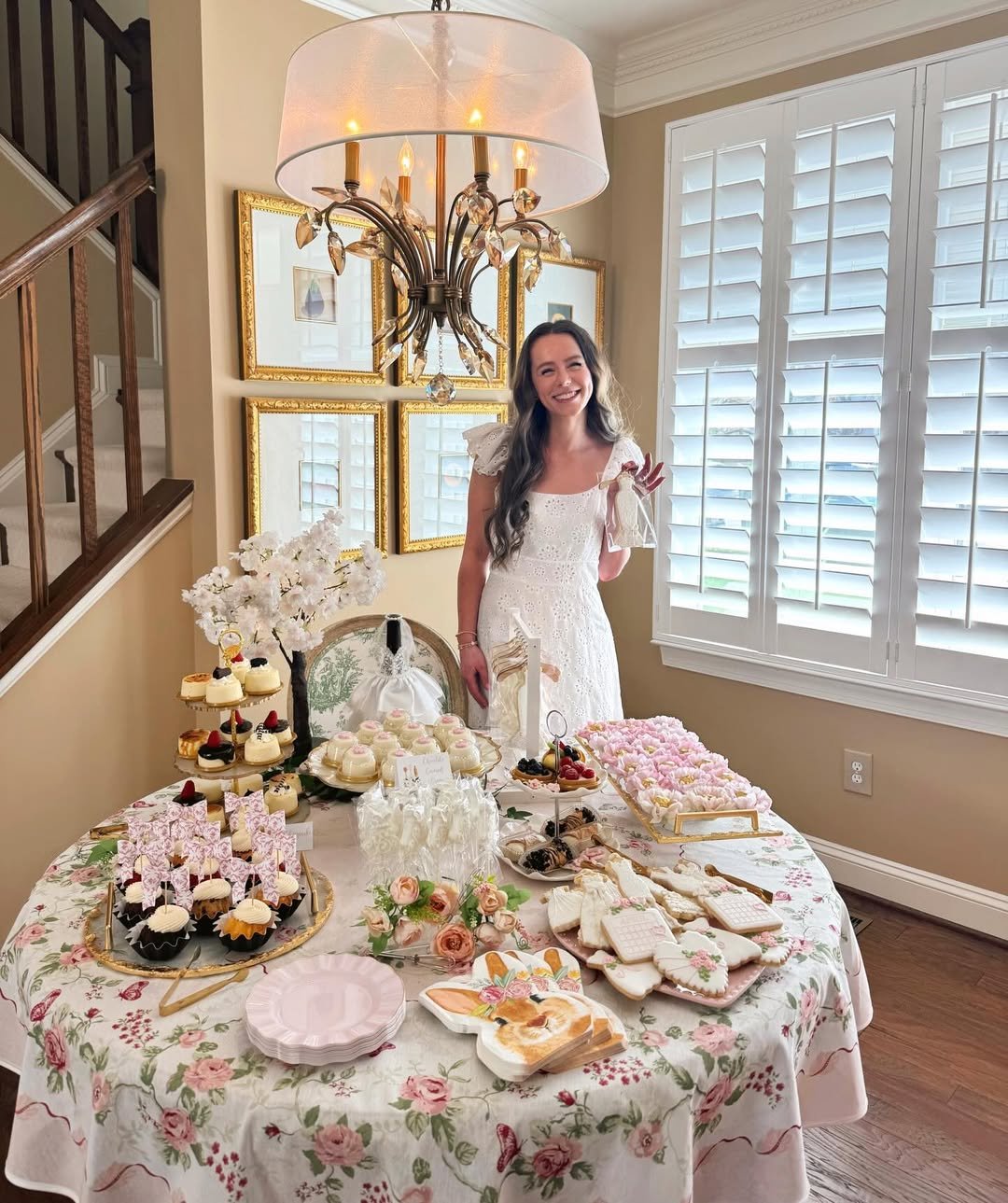 White Eyelet Flutter Sleeve Midi Dress: Elegant Bridal Shower Inspiration