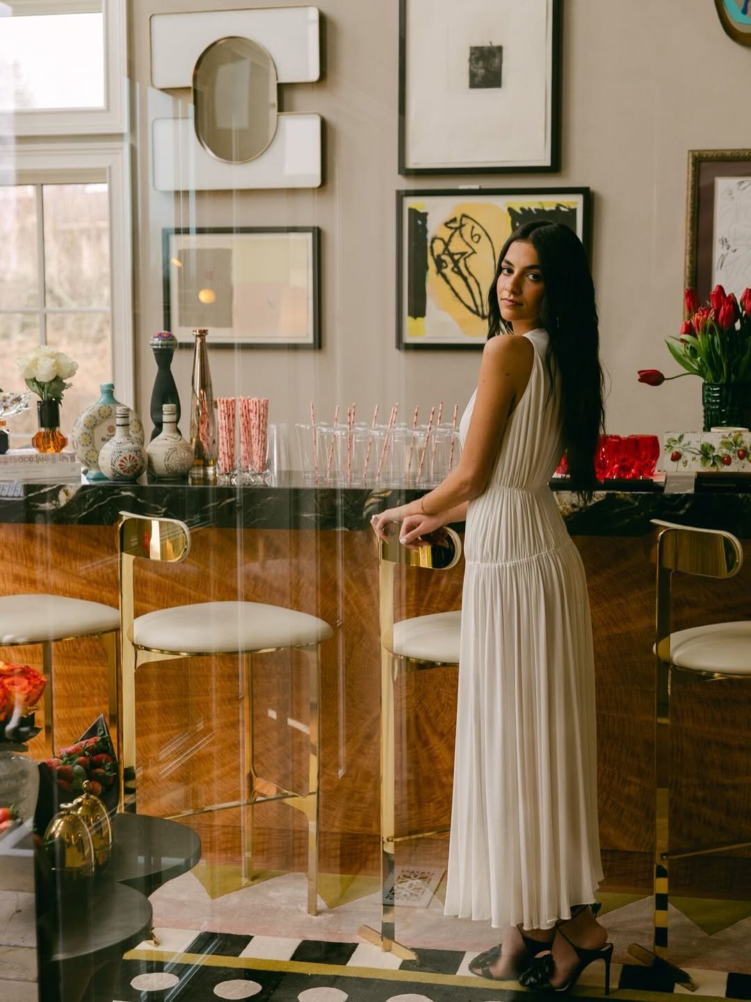 White, Textured, Flowing Midi-Length Bridal Shower Look: An Elevated Everyday Chic Option