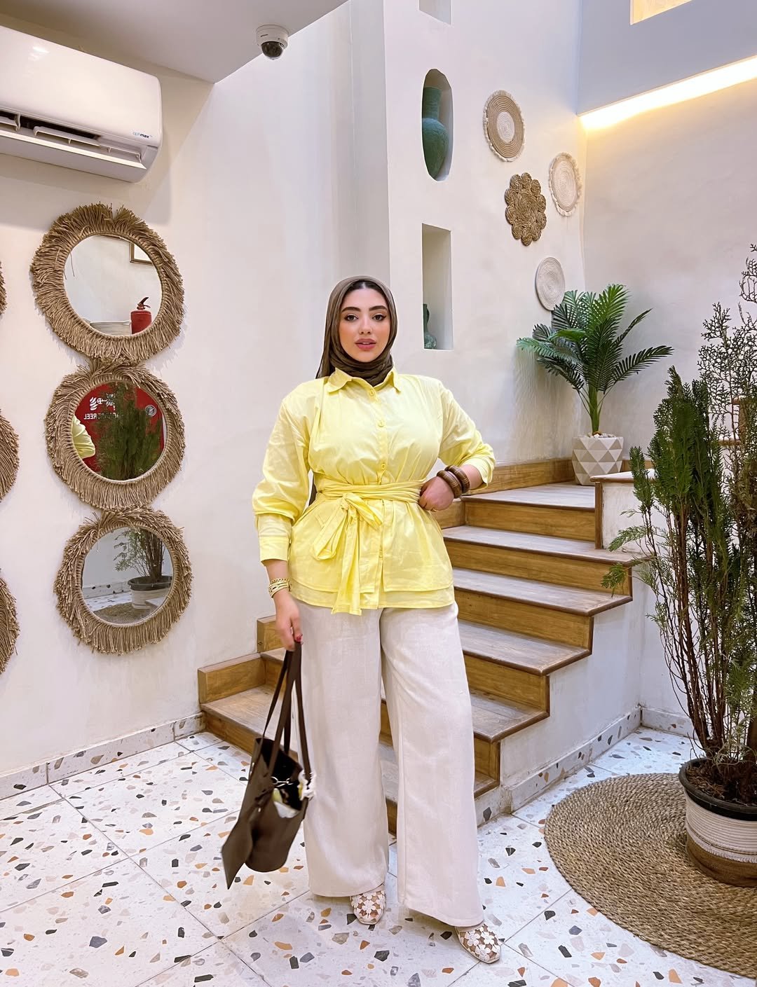 Yellow Linen Wraps & Off-White Wide-Legs Breathable Summer Everyday Style