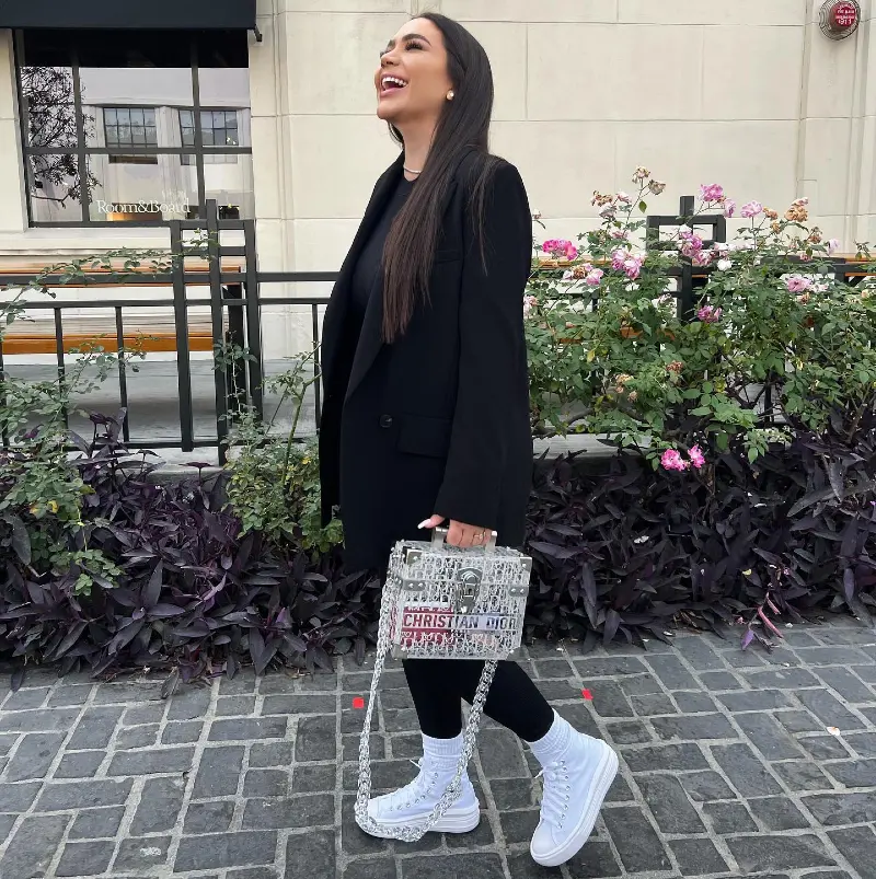 Casual-Chic Black Blazer with White High-Top Sneakers