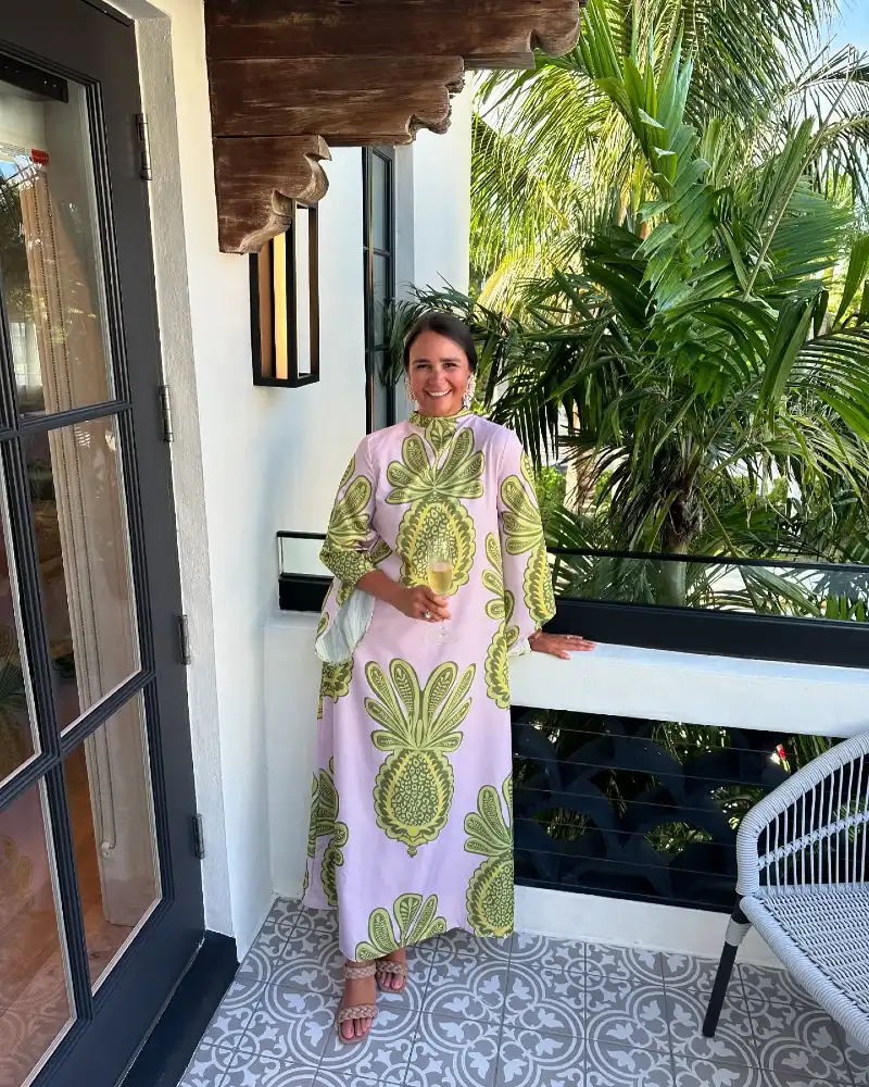 Pastel Pink and Olive Green Graphic Print Kaftan