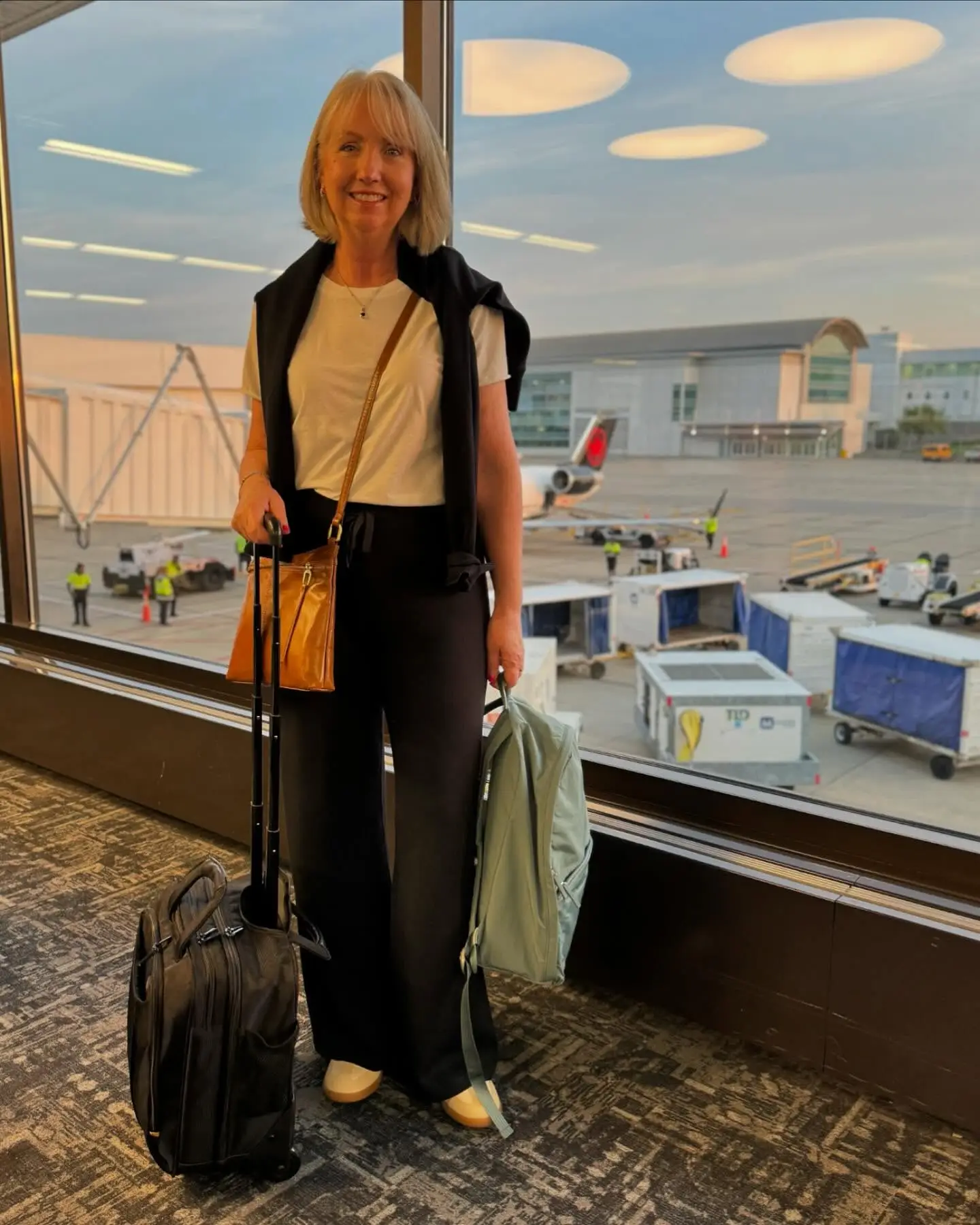 Black and White Airport Travel Look