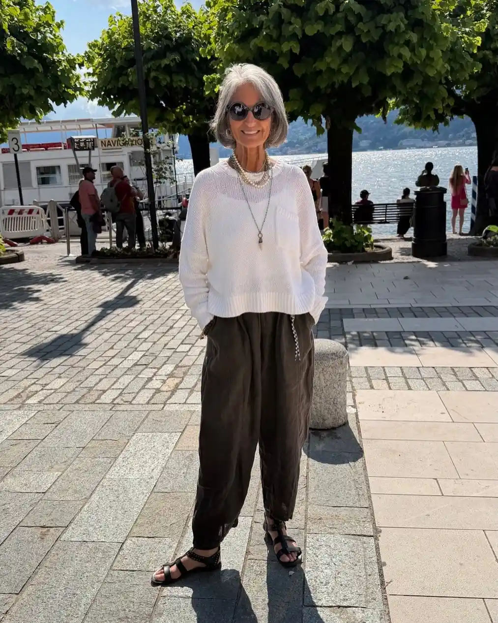 Breezy White Sweater and Wide Leg Pants