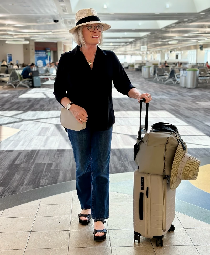 Classic Black Top and Jeans Travel Look