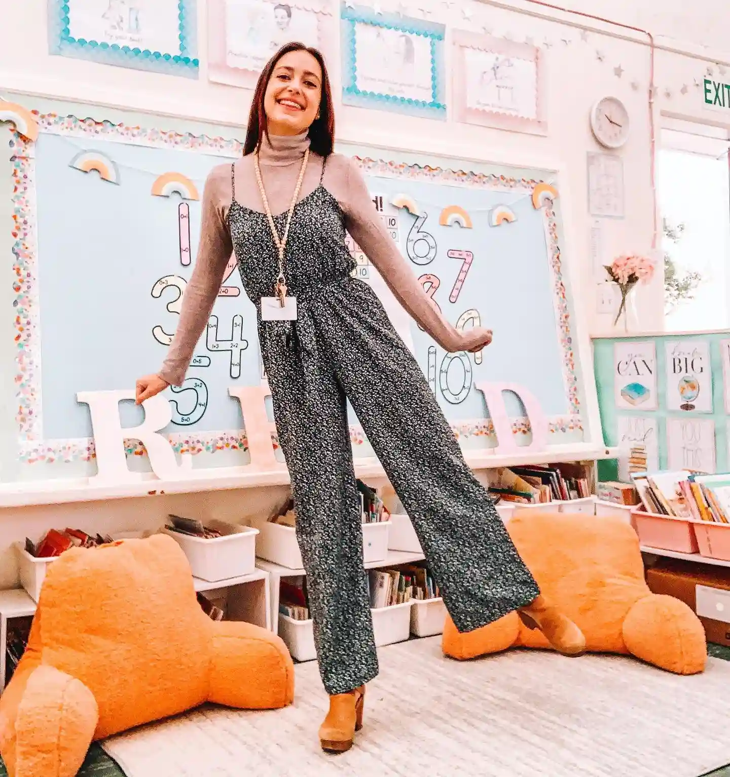 Floral Wide Leg Jumpsuit With Turtleneck Layer