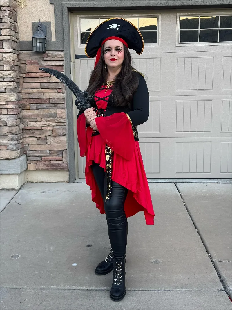 Swashbuckling Buccaneer Tunics with Faux-Leather Leggings and Pirate Tricorn Hat