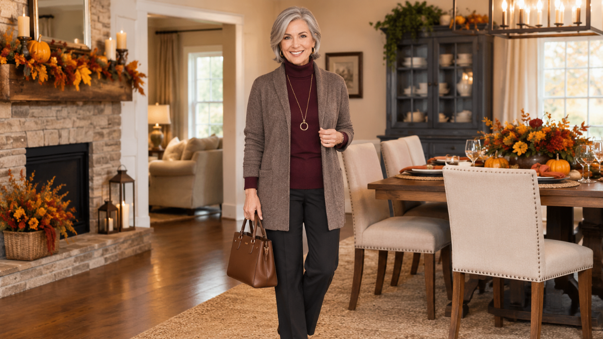 What to Wear to Thanksgiving at Someone Else's House Over 50